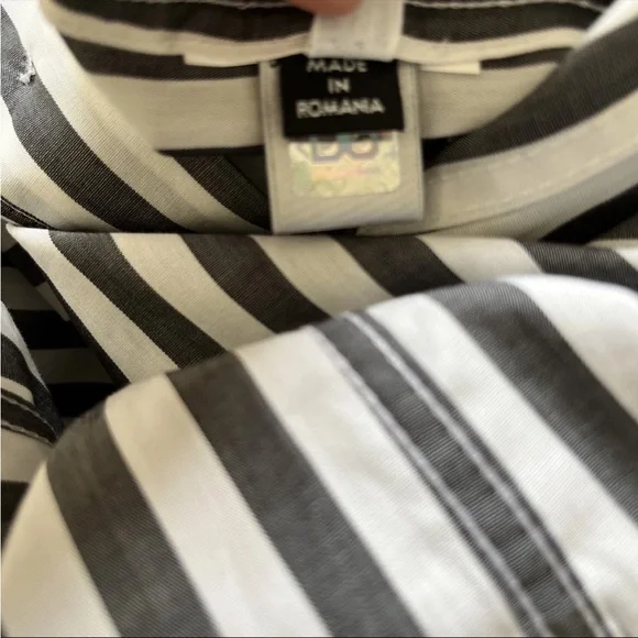 Dolce & Gabbana Button Down Shirt Black Gray Pinstripes Slim Fit Size 48 - Picture 7 of 8